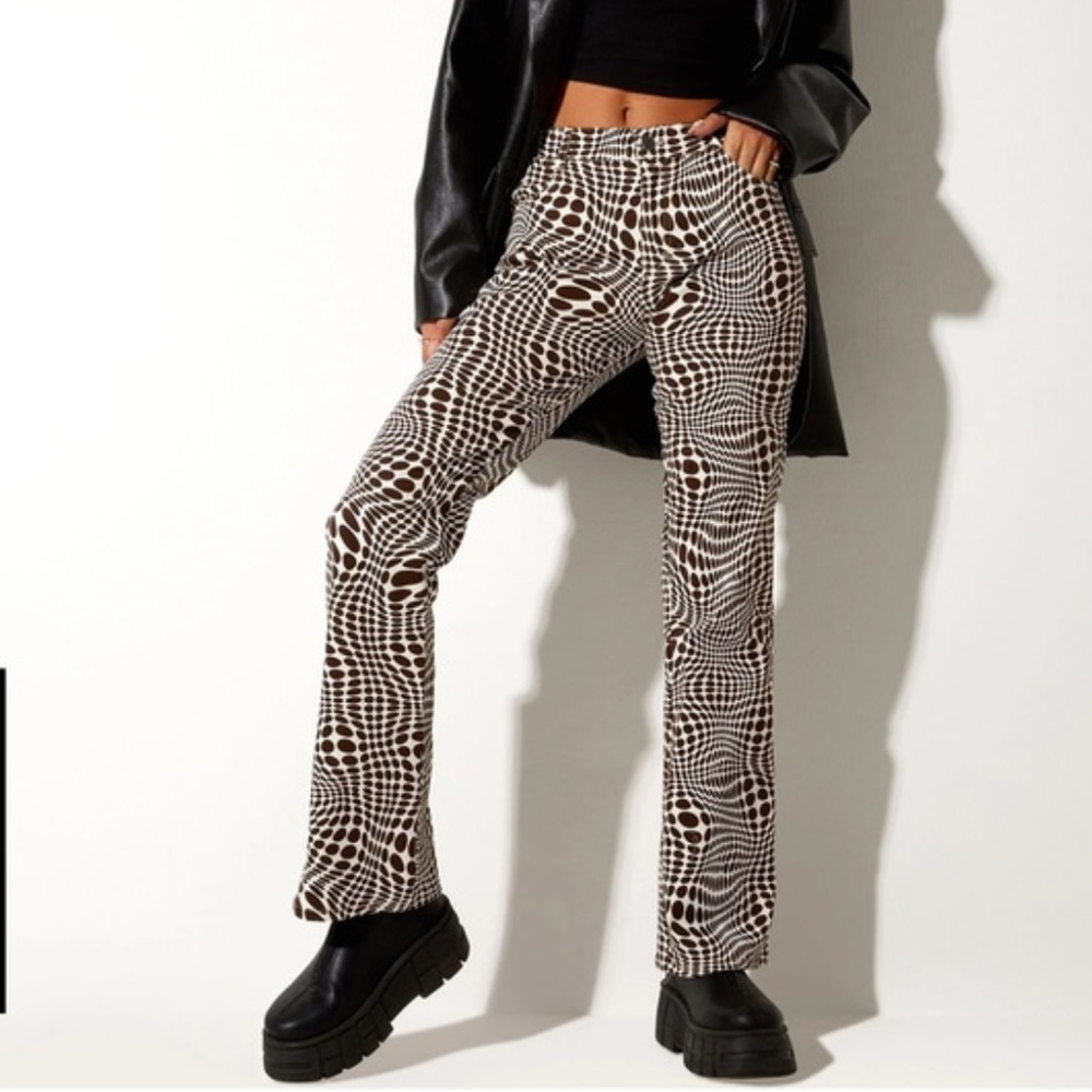 🆕 Motel Rocks Jopan Trouser Optic Polka Monochrome Dot Pattern Pants - M